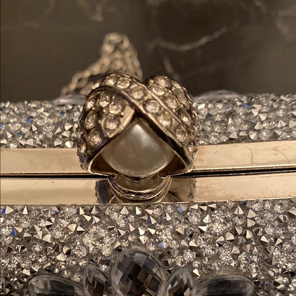 Elegant Silver Beaded Clutch - Picture 6 of 11